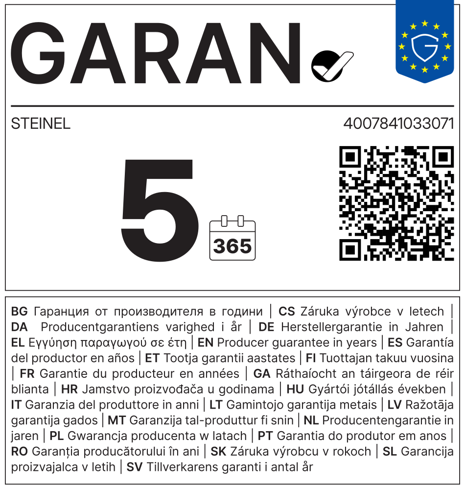 Étiquette de garantie GARAN pour XLED home 2 S noir