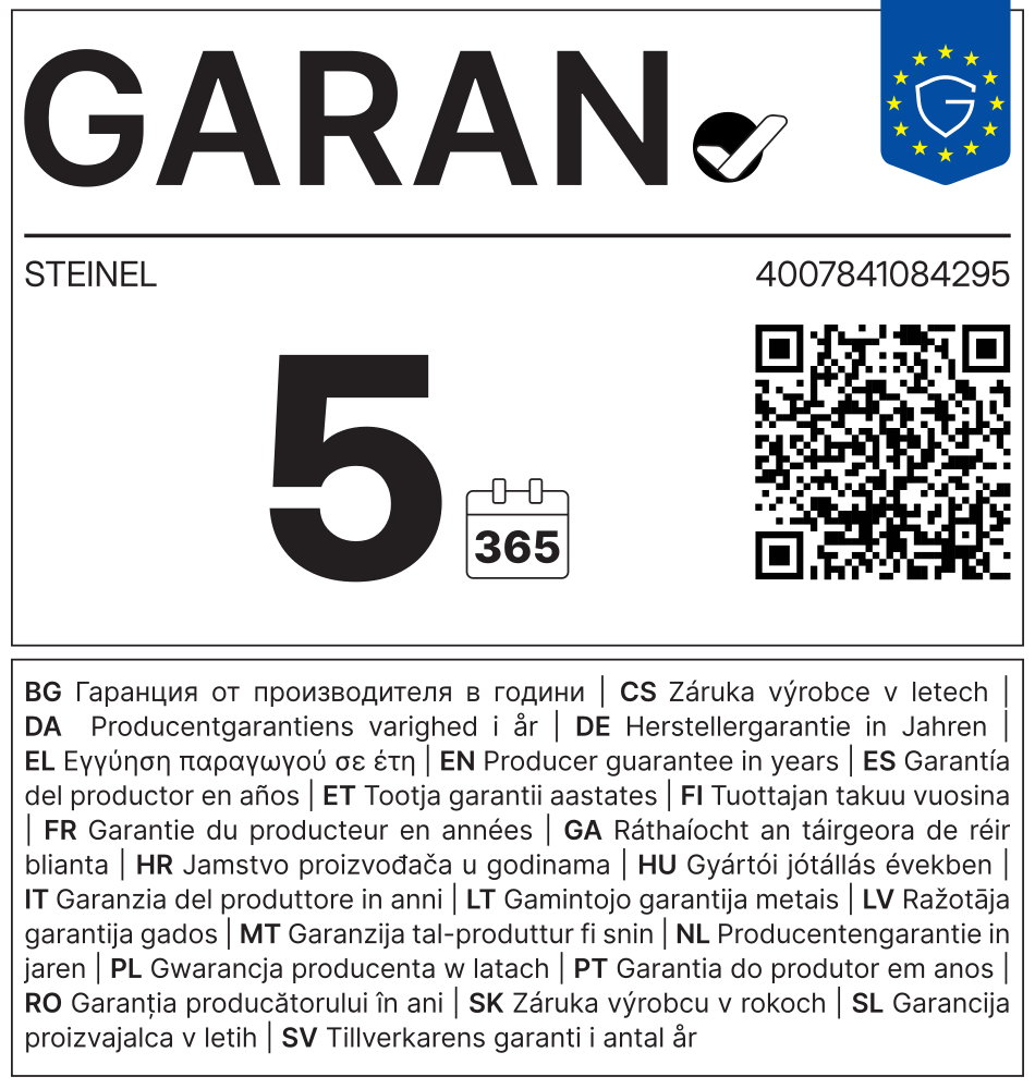 Étiquette de garantie GARAN pour XLED Protect FR1 noir