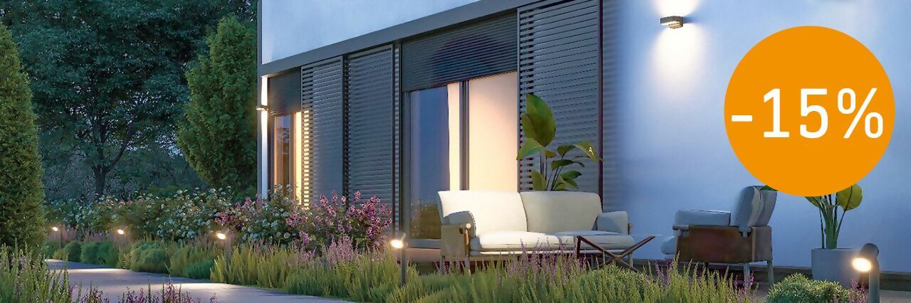 Offre spéciale printemps : -15 % sur l’éclairage extérieur pour illuminer votre jardin.